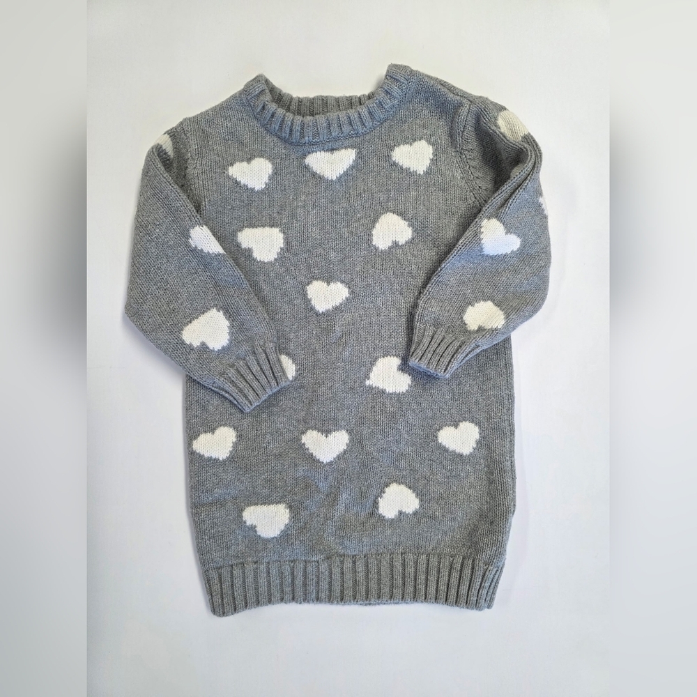 Old Navy Gray Sweater Dress with White Hearts